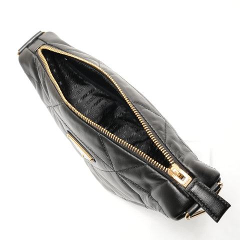 PRADA Nappa leather quilted triangle Shoulder Bag black WS26291