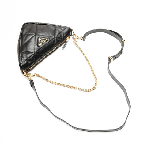 PRADA Nappa leather quilted triangle Shoulder Bag black WS26291