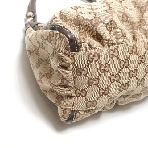 GUCCI GG Canvas Abbey Hobo One Belt Shoulder Bag beige WS26296