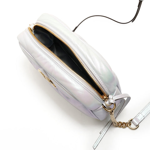 GUCCI GG Marmont Lederkameratasche in Metallic Chain Shoulder Bag weiß WS26300
