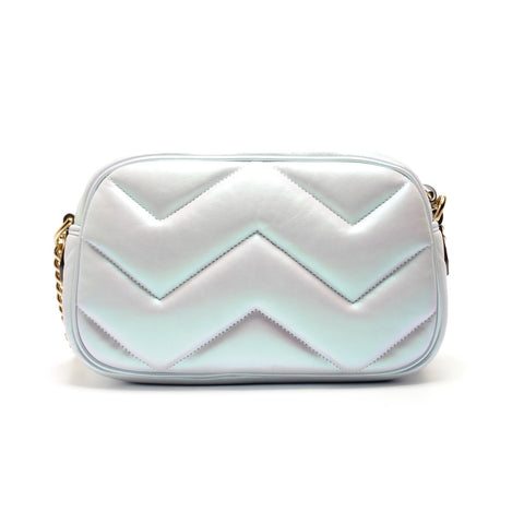 GUCCI GG Marmont Lederkameratasche in Metallic Chain Shoulder Bag weiß WS26300