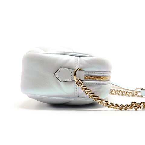 GUCCI GG Marmont Lederkameratasche in Metallic Chain Shoulder Bag weiß WS26300