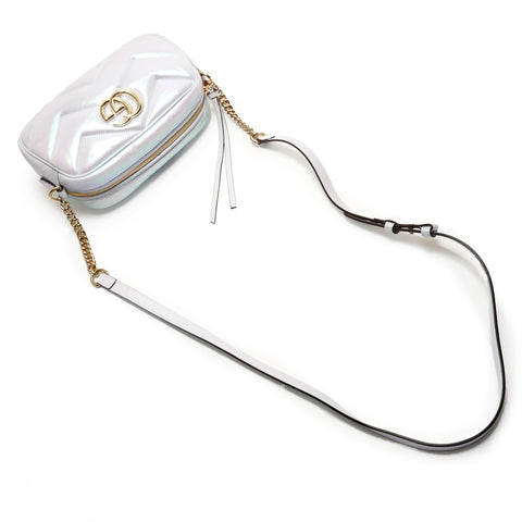 GUCCI GG Marmont Lederkameratasche in Metallic Chain Shoulder Bag weiß WS26300
