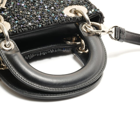 Christian Dior Mini Lady Dior 2-way Beaded Shoulder Bag black WS26301