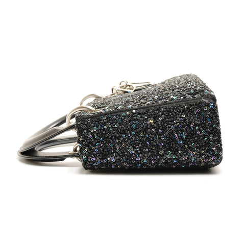 Christian Dior Mini Lady Dior 2-way Beaded Shoulder Bag black WS26301