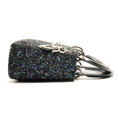 Christian Dior Mini Lady Dior 2-way Beaded Shoulder Bag black WS26301
