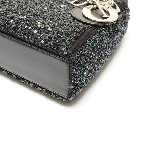 Christian Dior Mini Lady Dior 2-way Beaded Shoulder Bag black WS26301