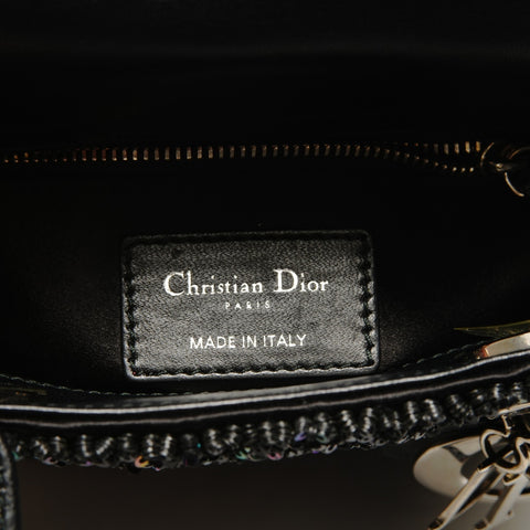 Christian Dior Mini Lady Dior 2-Wege-Schultertasche mit Perlen schwarz WS26301