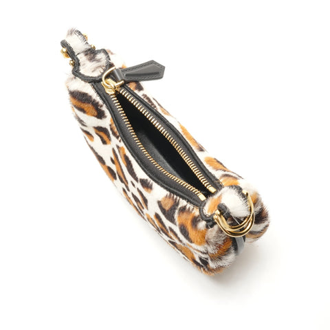 FENDI Fendigrafi Mini Fendache in Harako Leopard Print Handbag white WS26302