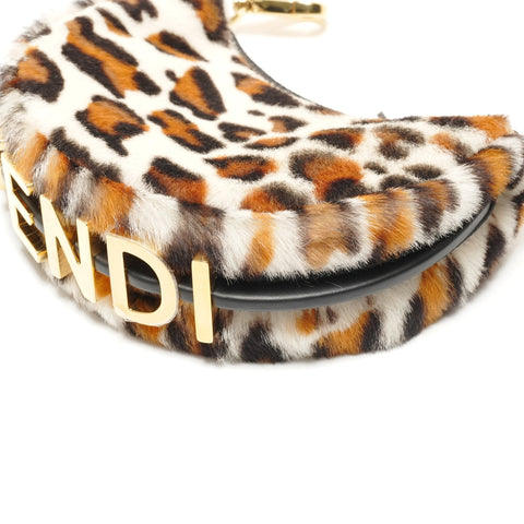 FENDI Fendigrafi Mini Fendache in Harako Leopard Print Handbag white WS26302