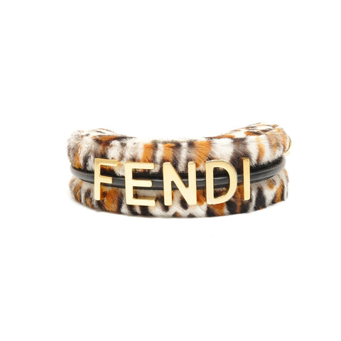 FENDI Fendigrafi Mini Fendache in Harako Leopard Print Handbag white WS26302