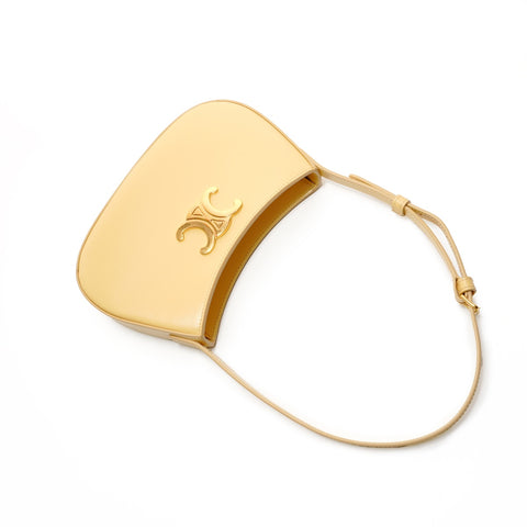 CELINE Triomphe Leather Hobo Tilly One Belt Shoulder Bag yellow WS26305