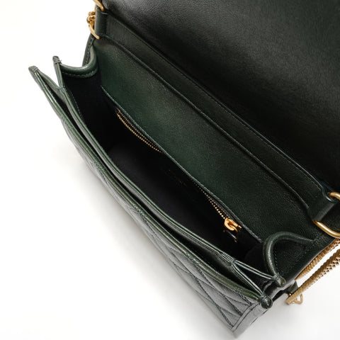 YVES SAINT LAURENT Becky WChain Quilted Leather 629246 Cassandra Shoulder Bag green WS26307