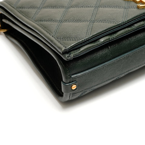 YVES SAINT LAURENT Becky WChain Quilted Leather 629246 Cassandra Shoulder Bag green WS26307