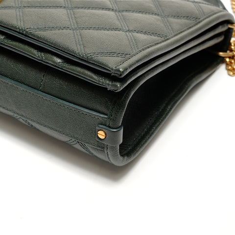 YVES SAINT LAURENT Becky WChain Quilted Leather 629246 Cassandra Shoulder Bag green WS26307