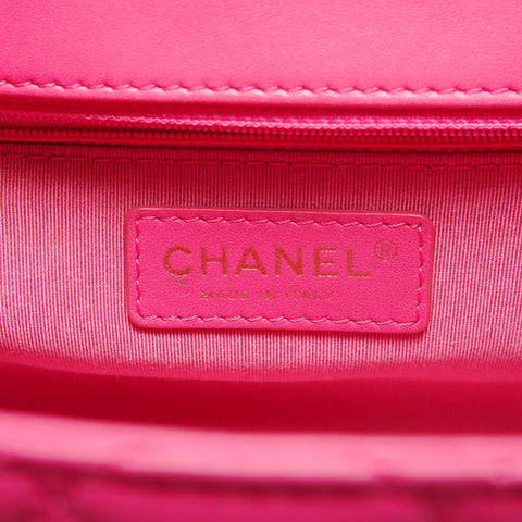 CHANEL No. 21 2015-2016 Lambskin Matelasse 26 Single Flap Shoulder Bag pink WS26308