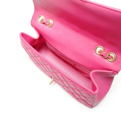 CHANEL No. 21 2015-2016 Lambskin Matelasse 26 Single Flap Shoulder Bag pink WS26308