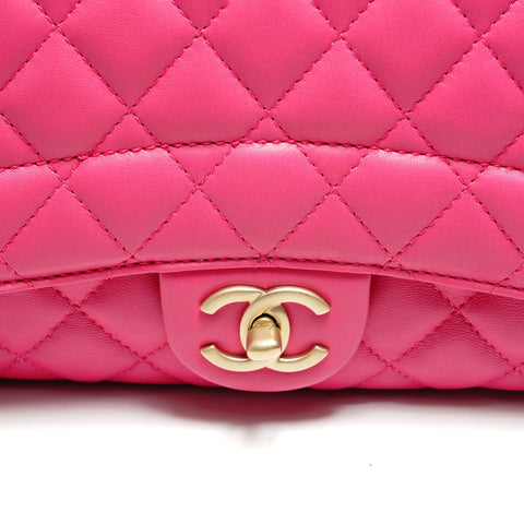 CHANEL No. 21 2015-2016 Lambskin Matelasse 26 Single Flap Shoulder Bag pink WS26308