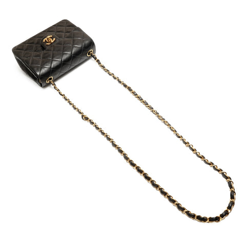 CHANEL Lammleder Mini Matelasse Square Nr. 4 1996-1997 Umhängetasche schwarz WS26311