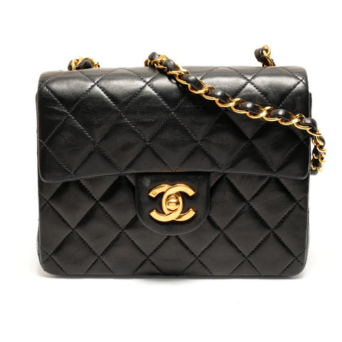 CHANEL Lammleder Mini Matelasse Square Nr. 4 1996-1997 Umhängetasche schwarz WS26311