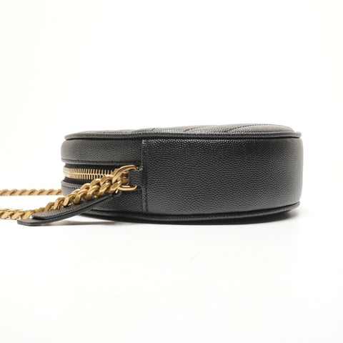 YVES SAINT LAURENT Vinyl Mini Round Monogram Chain Leder 610436 Umhängetasche schwarz WS26312