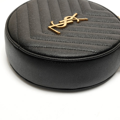 YVES SAINT LAURENT Vinyl Mini Round Monogram Chain Leder 610436 Umhängetasche schwarz WS26312