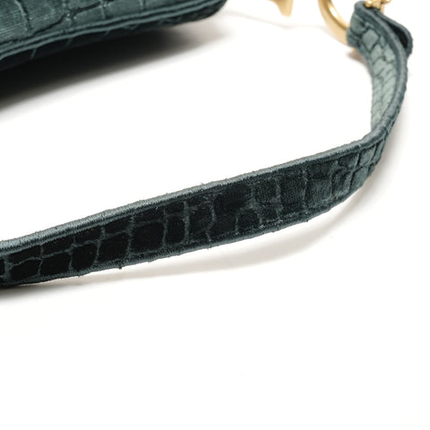 Christian Dior Satteltasche aus Samt und Stickerei Umhängetasche grün WS26316