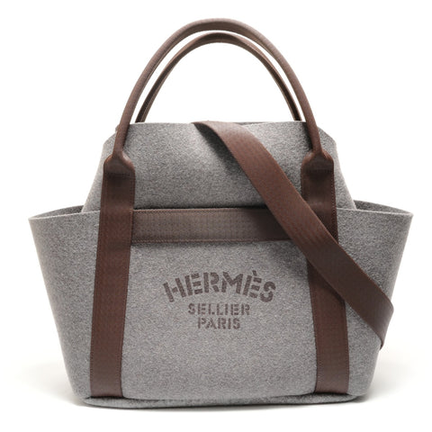 HERMES 2023 B Stamp Sac de Pansage Groom Tote Bag gray WS26318