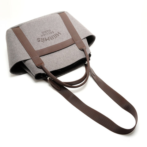 HERMES 2023 B Stamp Sac de Pansage Groom Tote Bag gray WS26318