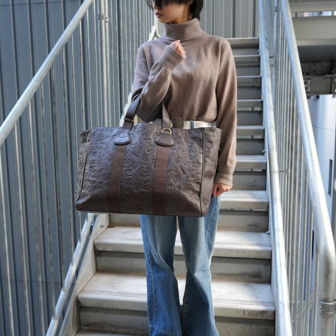 LOEWE 160th anniversary embossed logo Tote Bag Brown WS26320