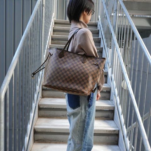 LOUIS VUITTON 2018 Damier Neverfull MM Tote Bag Brown WS26321