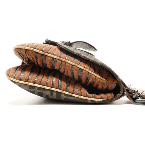 FENDI Zucca Animal Pattern Shoulder Bag Brown WS26323