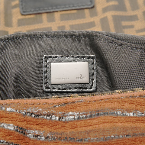 FENDI Zucca Animal Pattern Shoulder Bag Brown WS26323