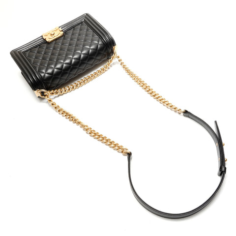 CHANEL No. 27 2019 Caviar Skin Boy Chain Shoulder Bag black WS26326