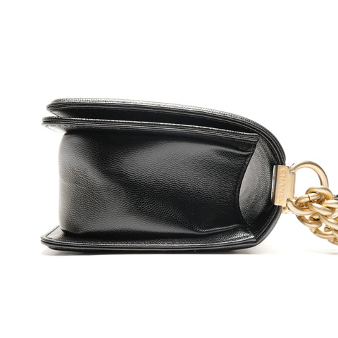 CHANEL No. 27 2019 Caviar Skin Boy Chain Shoulder Bag black WS26326