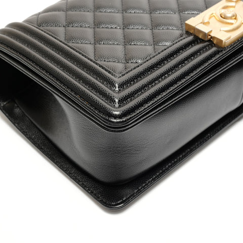 CHANEL No. 27 2019 Caviar Skin Boy Chain Shoulder Bag black WS26326