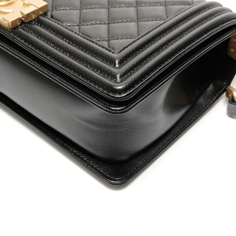 CHANEL No. 27 2019 Caviar Skin Boy Chain Shoulder Bag black WS26326