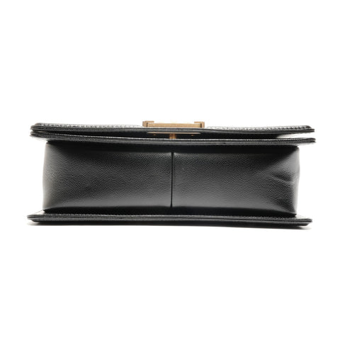 CHANEL No. 27 2019 Caviar Skin Boy Chain Shoulder Bag black WS26326