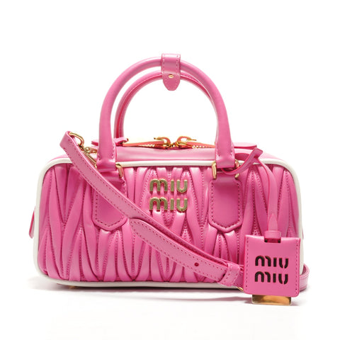 Miu Miu Arcadi Matelasse Leder 2WAY Handtasche rosa WS26327