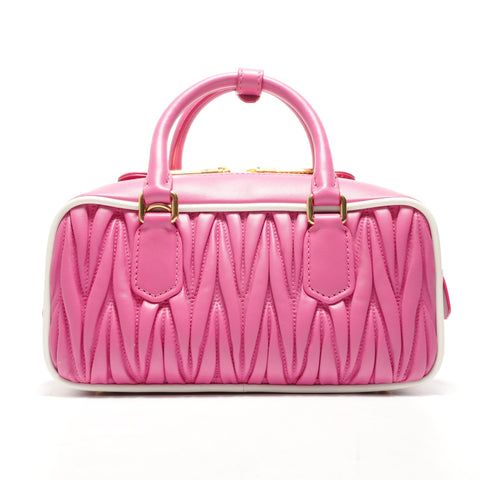 Miu Miu Arcadi Matelasse Leder 2WAY Handtasche rosa WS26327