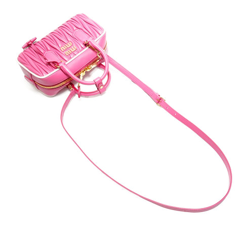 Miu Miu Arcadi Matelasse Leder 2WAY Handtasche rosa WS26327