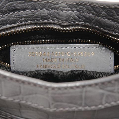 BALENCIAGA Giant Mini City Embossed 2-Way Metal Gold Handbag gray WS26331