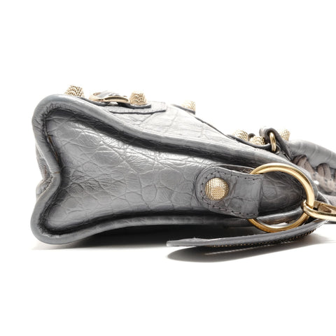 BALENCIAGA Giant Mini City Embossed 2-Way Metal Gold Handbag gray WS26331