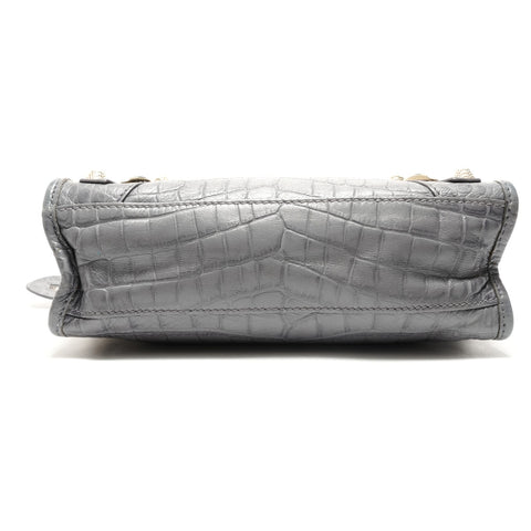 BALENCIAGA Giant Mini City Embossed 2-Way Metal Gold Handbag gray WS26331