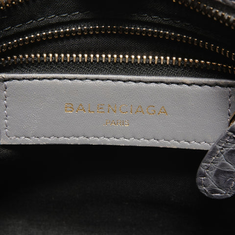 BALENCIAGA Giant Mini City Embossed 2-Way Metal Gold Handbag gray WS26331