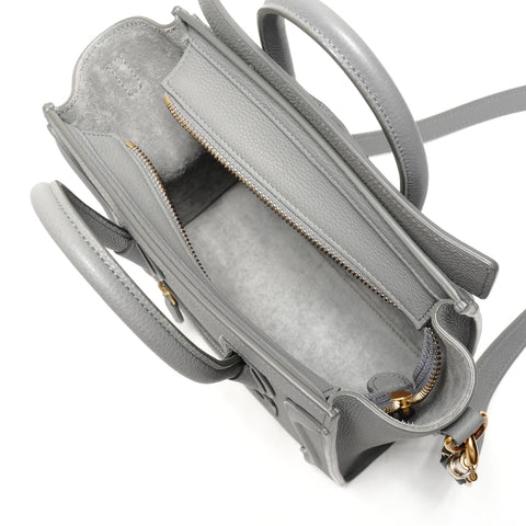 CELINE Nano Leather Luggage 2way Handbag gray WS26332
