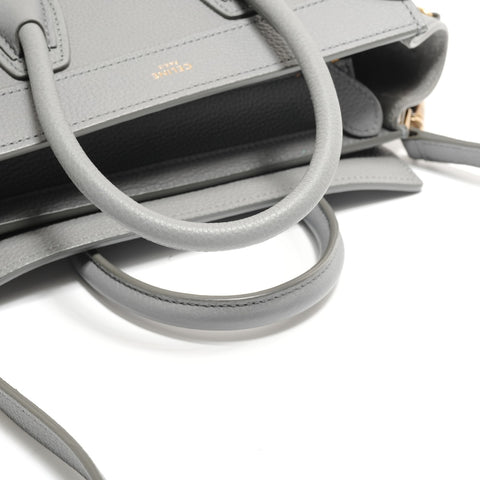 CELINE Nano Leather Luggage 2way Handbag gray WS26332