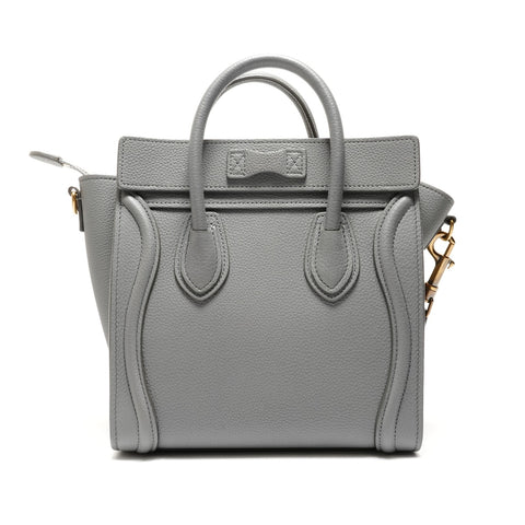 CELINE Nano Leather Luggage 2way Handbag gray WS26332