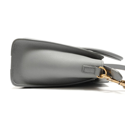 CELINE Nano Leather Luggage 2way Handbag gray WS26332
