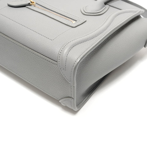 CELINE Nano Leather Luggage 2way Handbag gray WS26332